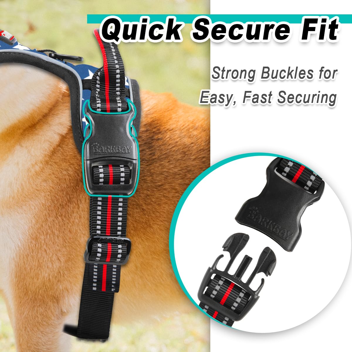 BARKBAY No-Pull Harness worn during walking or hiking enhances control without choking.