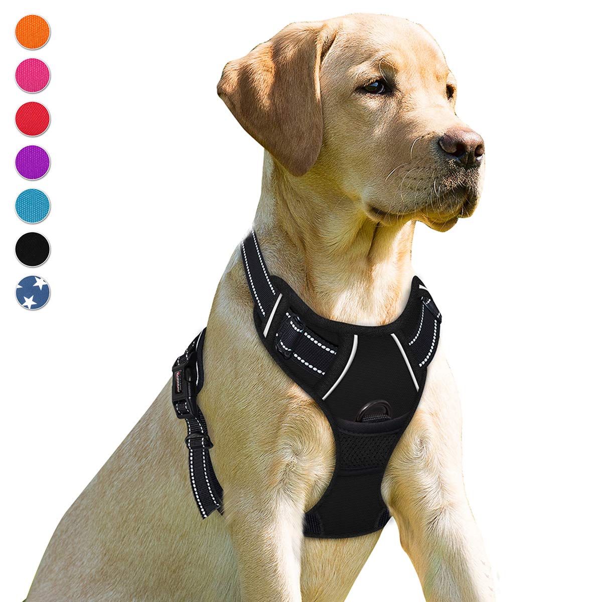 BARKBAY No Pull harness front clip improves control during walks in crowded areas.