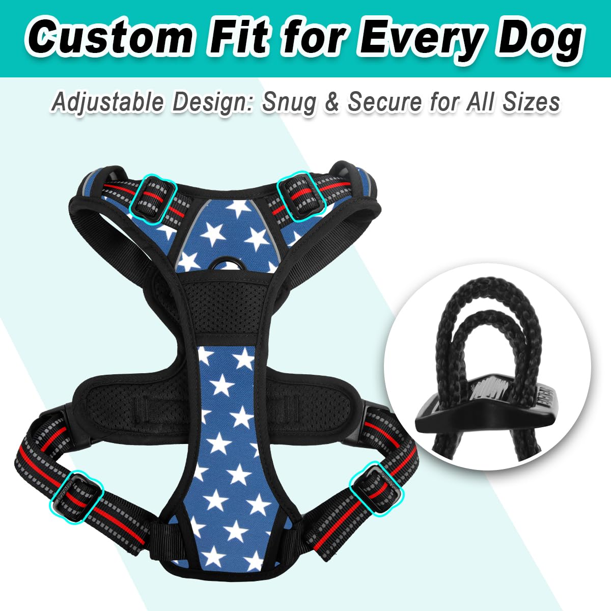 BARKBAY No-Pull Harness durable construction withstands active outdoor adventures.