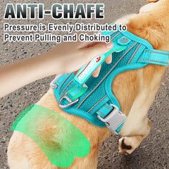BARKBAY No-Pull Harness Ocean Blue reflective strips improve visibility at dawn or dusk