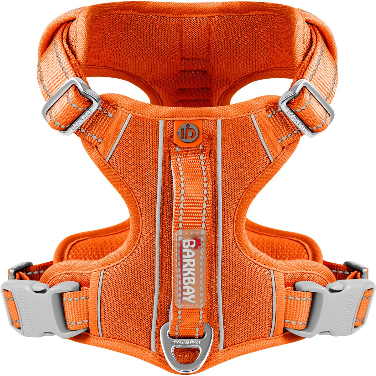 BARKBAY no-pull harness orange left view for large dogs enhances walking control