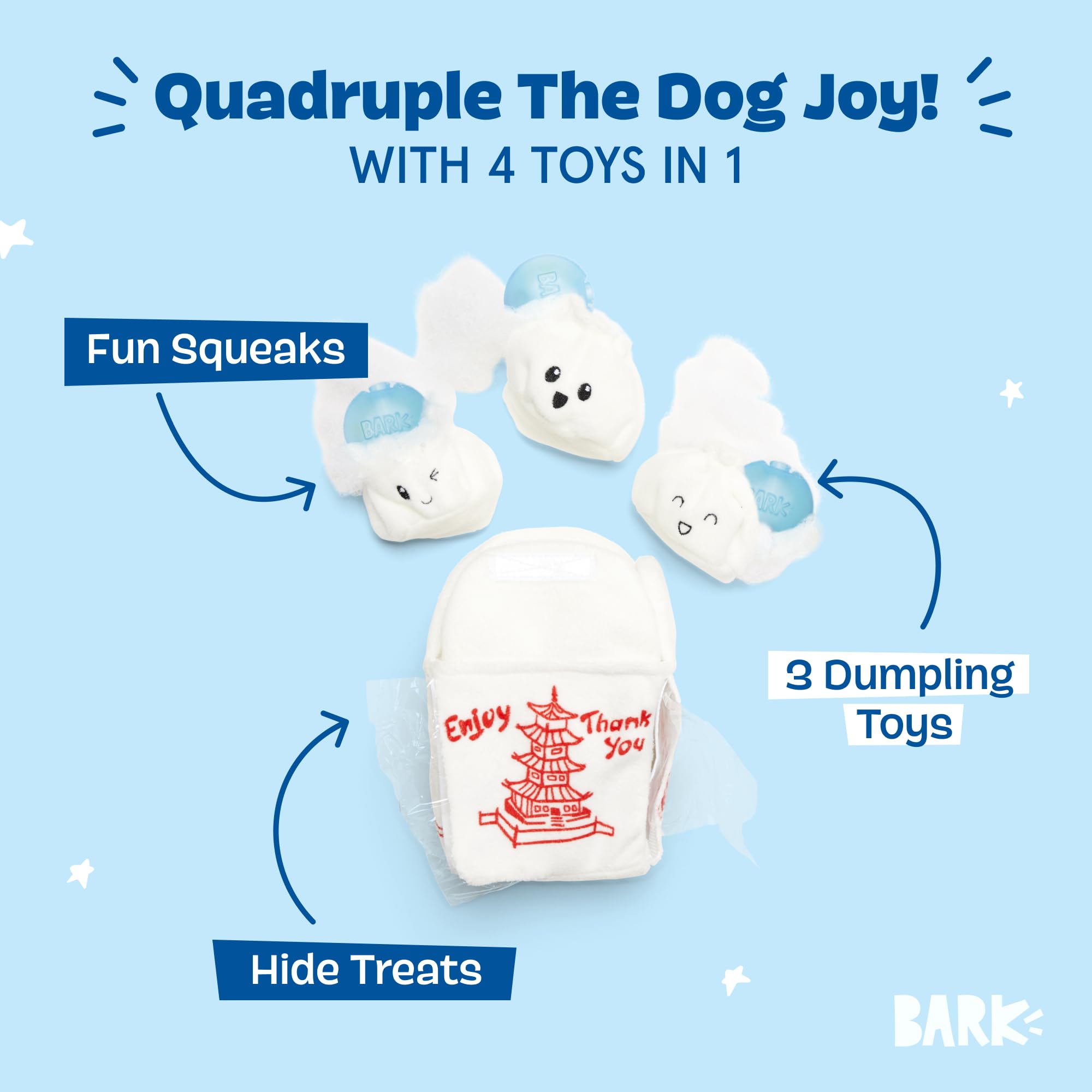 BarkBox 2in1 tearable design reveals inner toy during playtime.