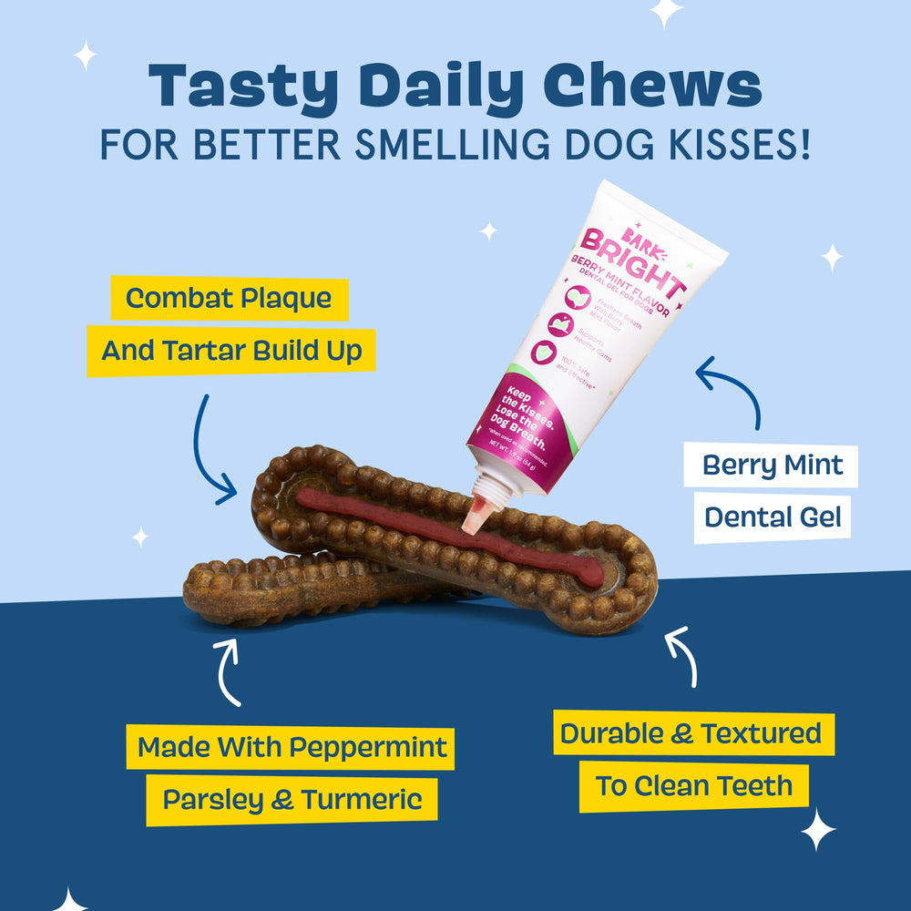 Barkbox Bright dental sticks with ridges designed for deeper cleaning while chewing