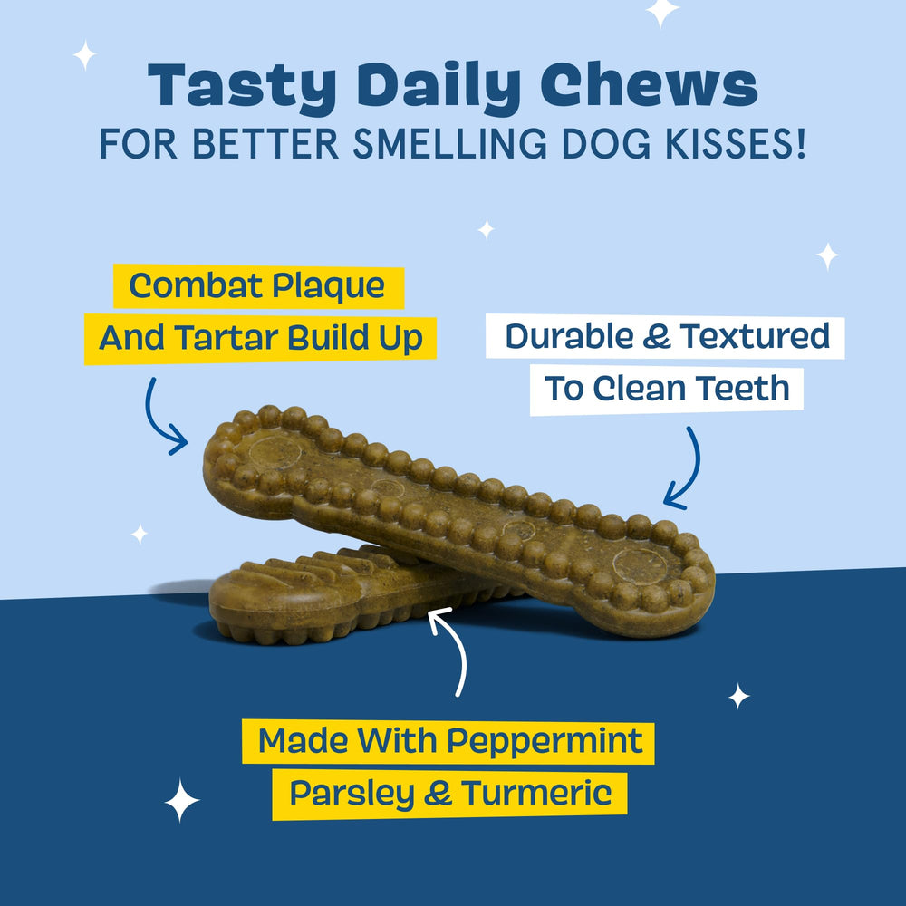 BARKBOX Bright dental chew sticks ridges closeup demonstrates scrubbing action on teeth