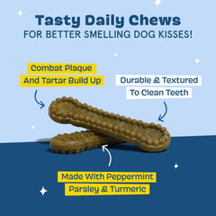 BARKBOX Bright dental chew sticks ridges closeup demonstrates scrubbing action on teeth