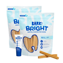 Barkbox Bright Original dental chew sticks with scrubbing ridges for plaque control.