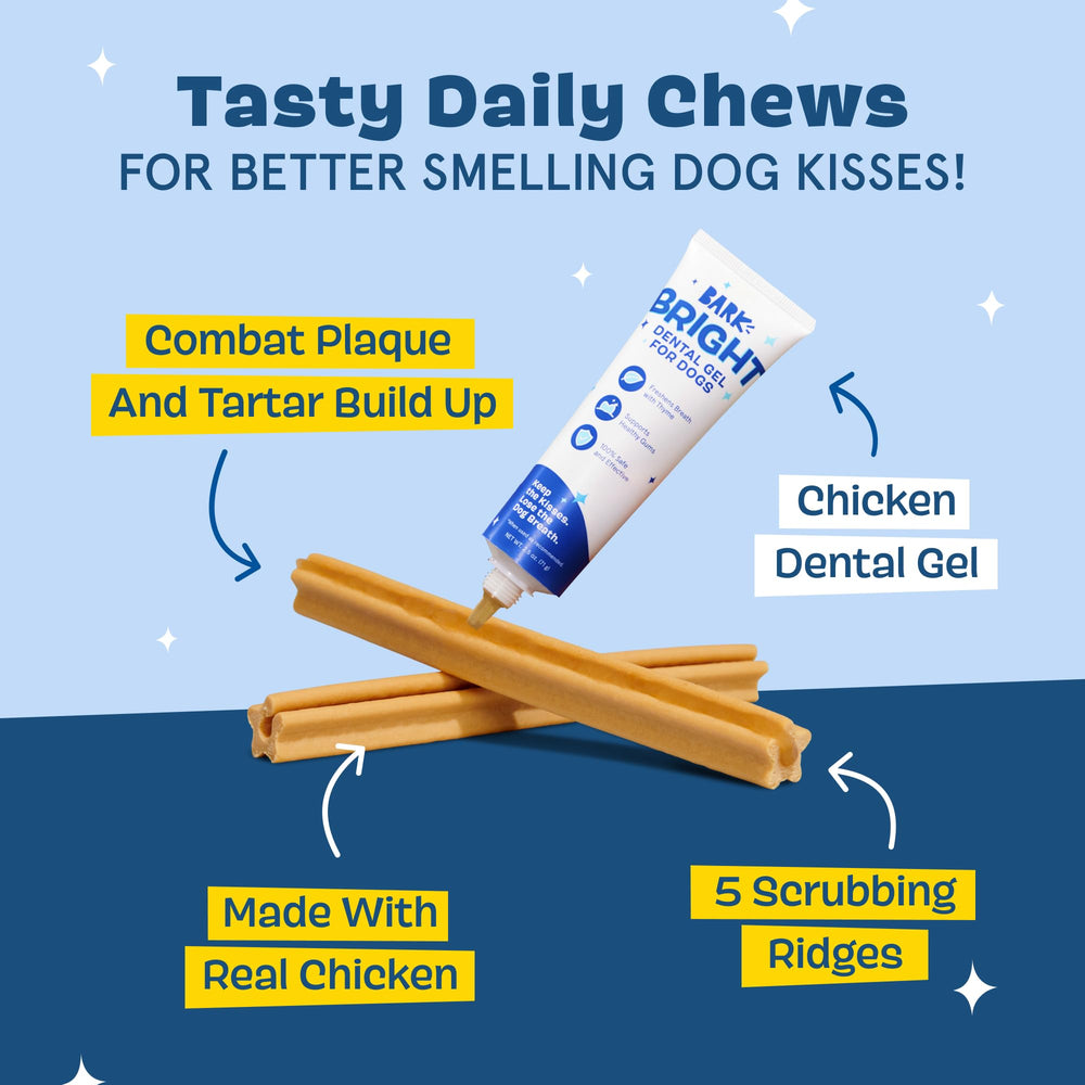 Close-up of Barkbox Bright ridges massaging gums during chewing.