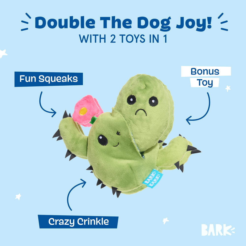 BarkBox Consuela cactus crinkle texture enhances sensory engagement