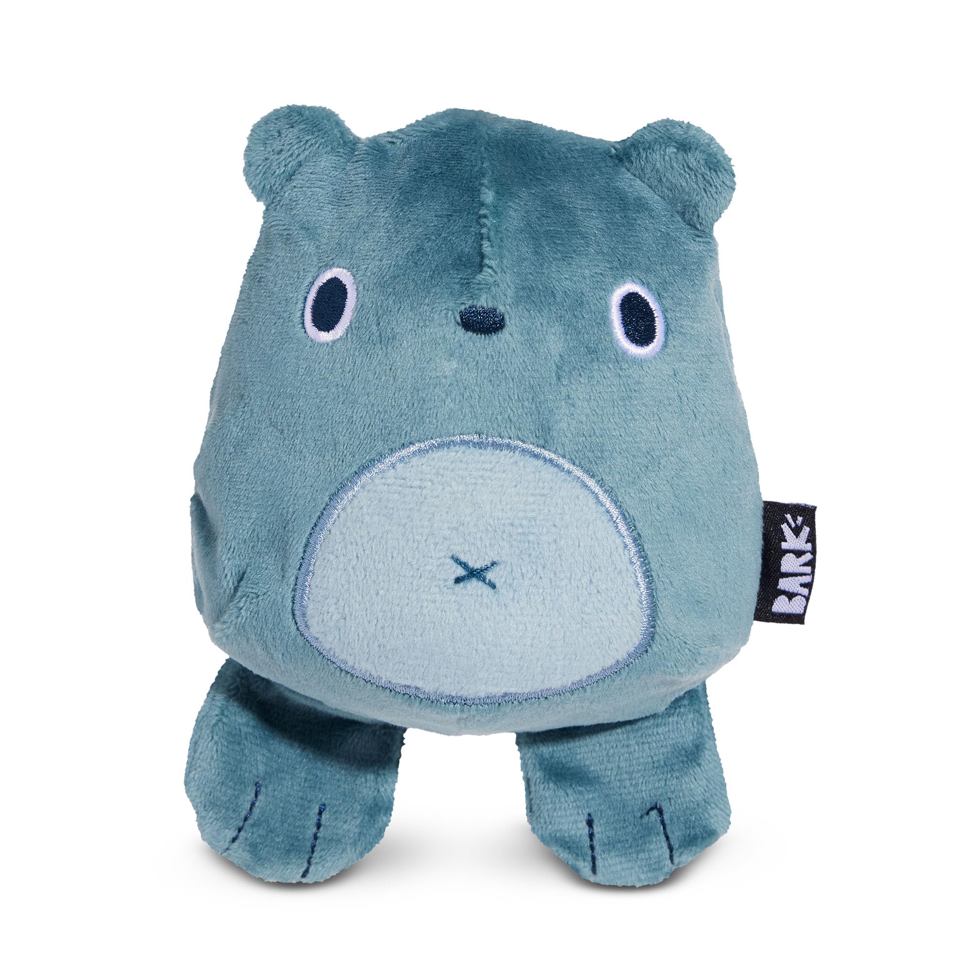 Barkbox Grey Bear Hugger front view highlights two-in-one chew toy for large breeds