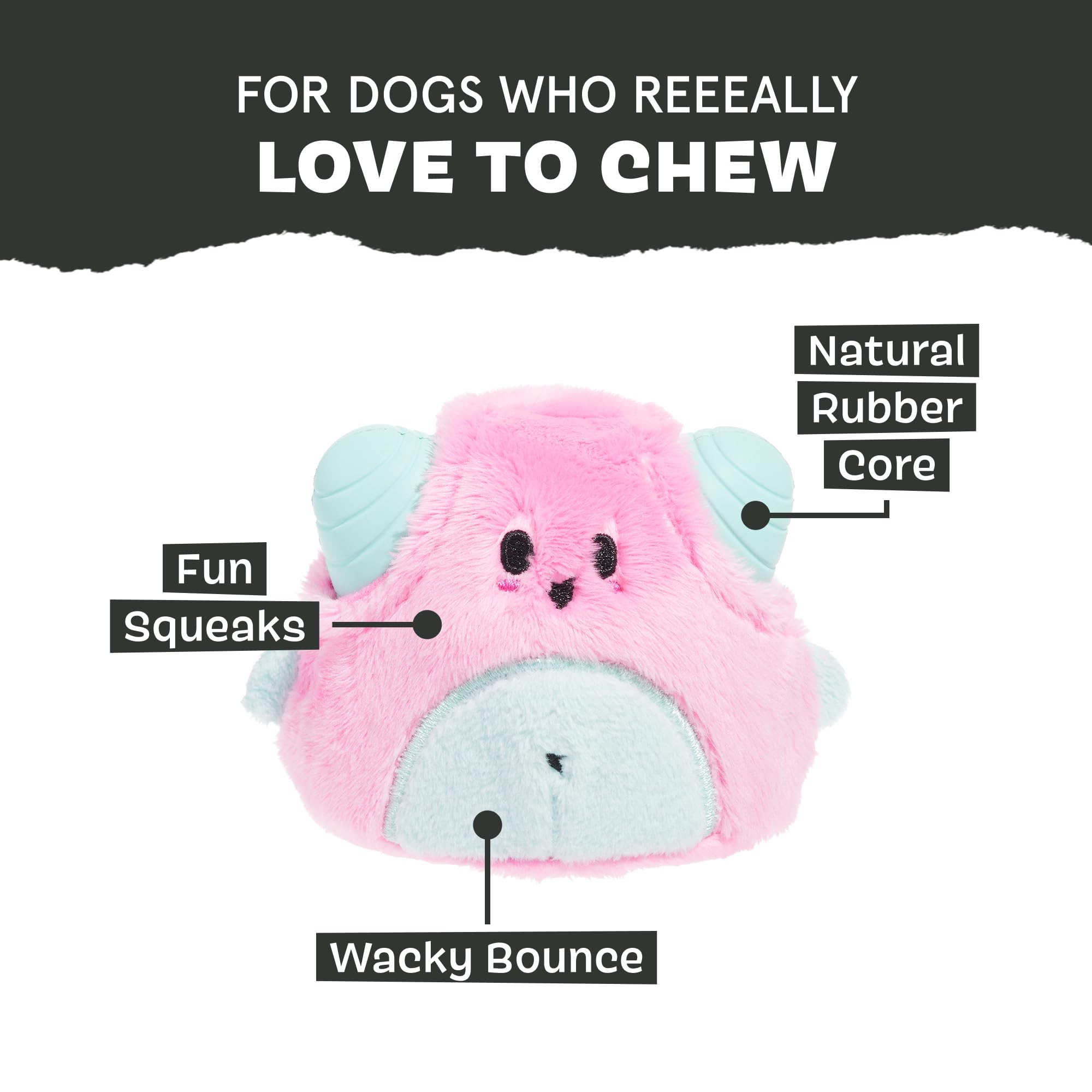 BarkBox Lover Beast toy with wacky bounce for unpredictable play