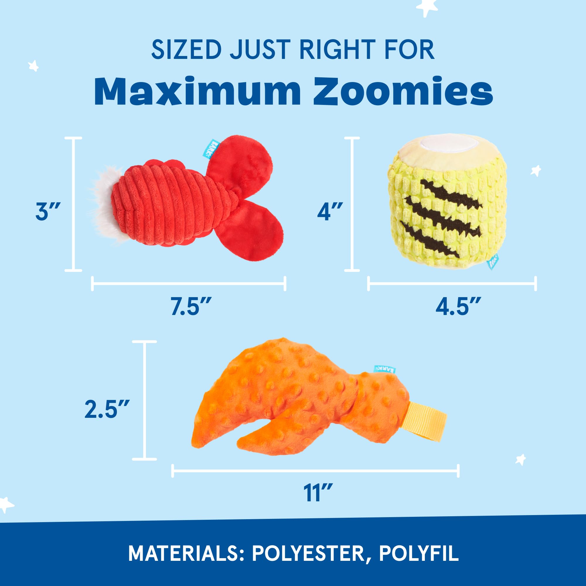 BarkBox The Maine Event corn toy scene ideal for chewing textures and crinkle sounds.