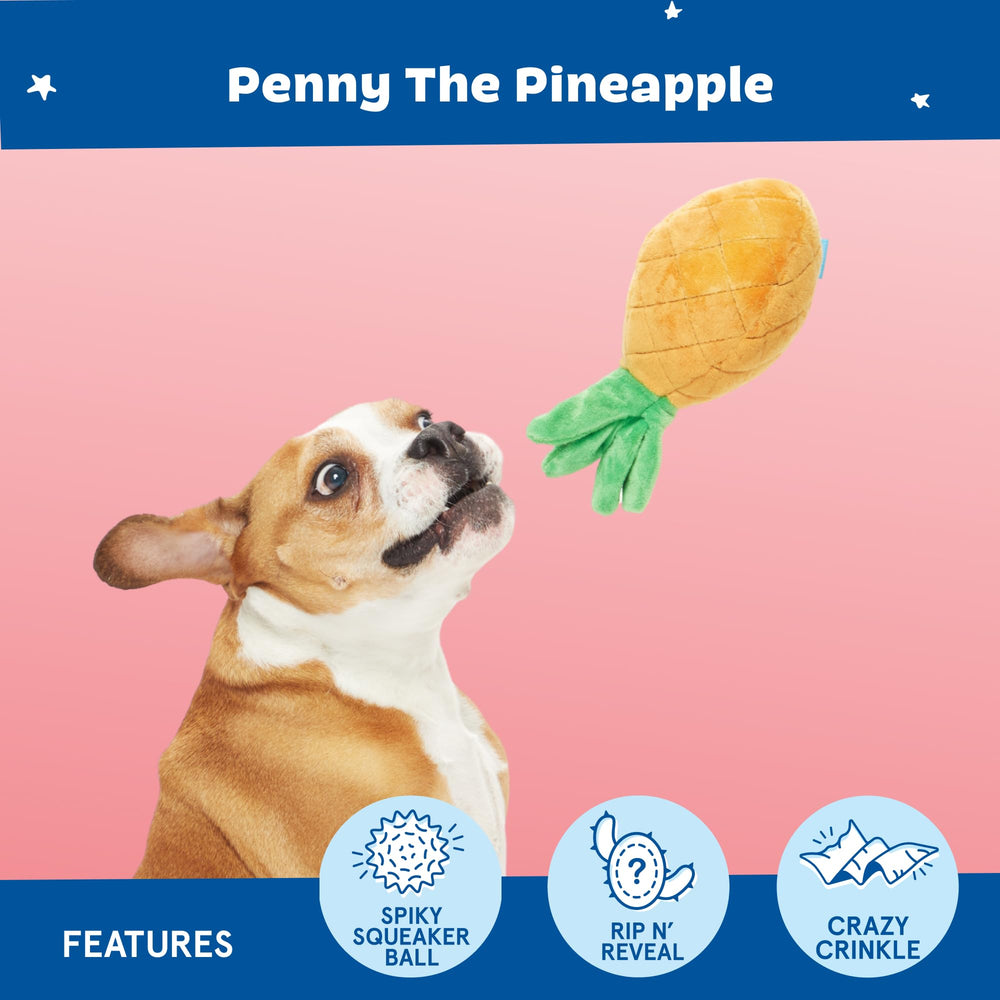 BARKBOX Penny crinkle material enhances sensory play and keeps dogs curious.