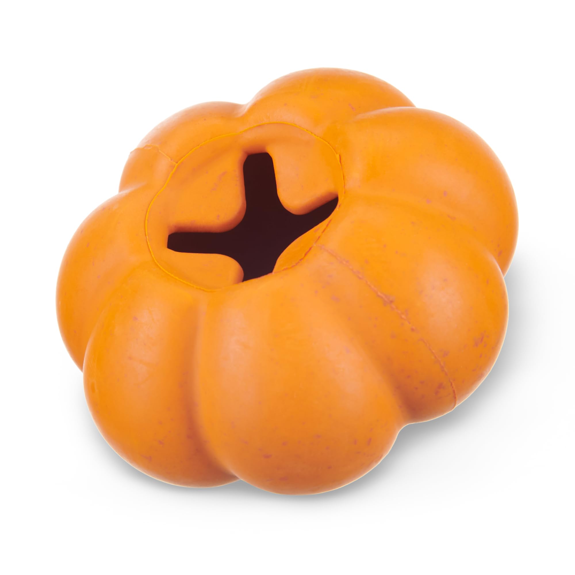 BarkBox Squash toy shows durable natural rubber for small dogs' chew sessions.