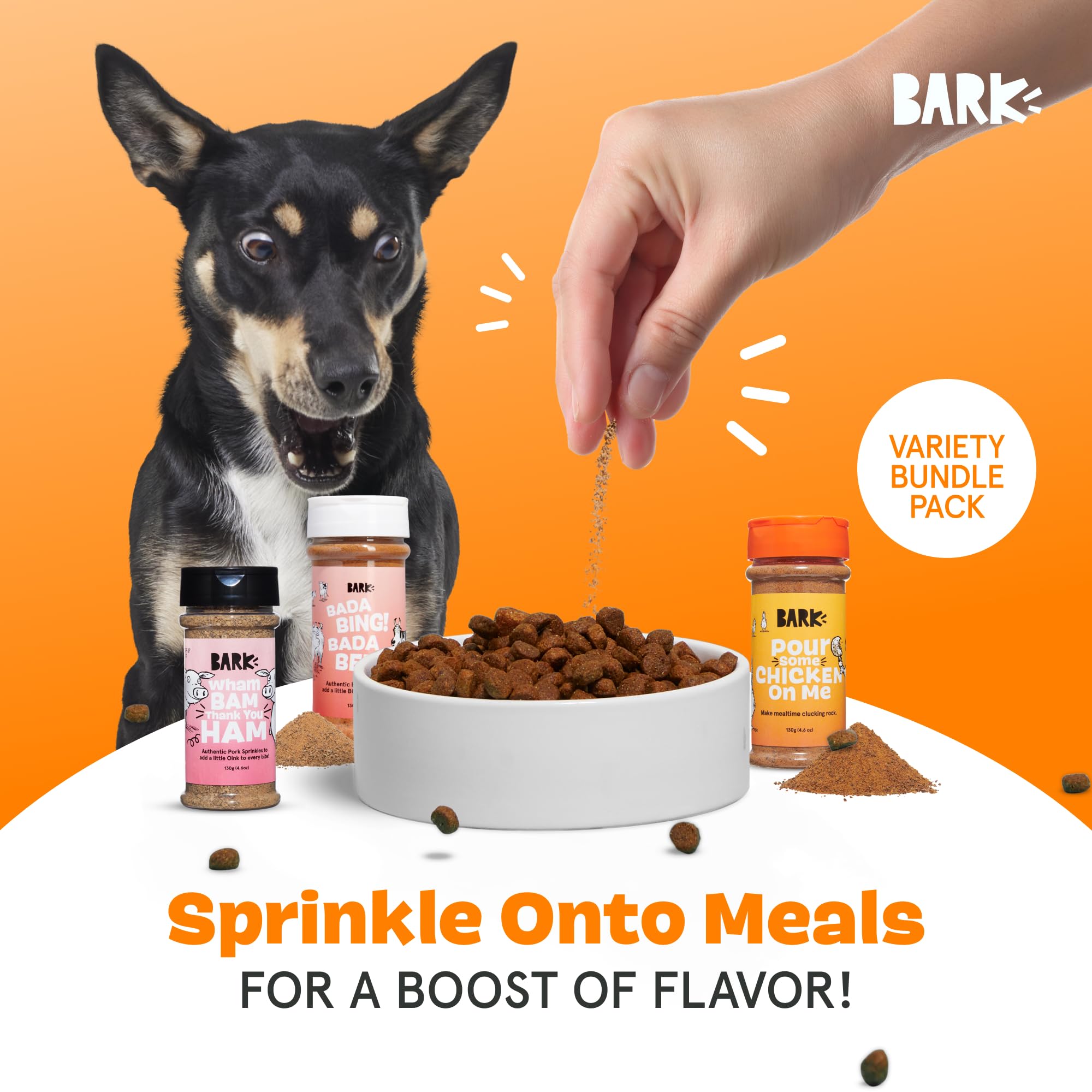 Barkbox topper variety-pack bottle keeps meals exciting.