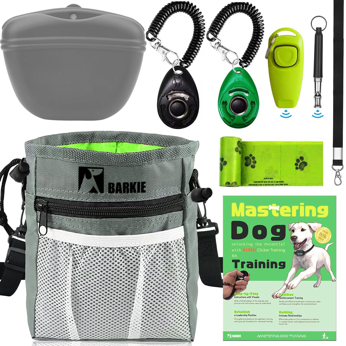 BARKIE dog training kit waistbag close-up showing organized pockets for outdoor training.