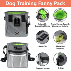 BARKIE silicone treat pouch highlighting waterproof, easy-clean storage during dog training.
