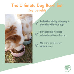 Barkin' Trails dog bowls feature non-slip bottoms for steady meals outdoors.