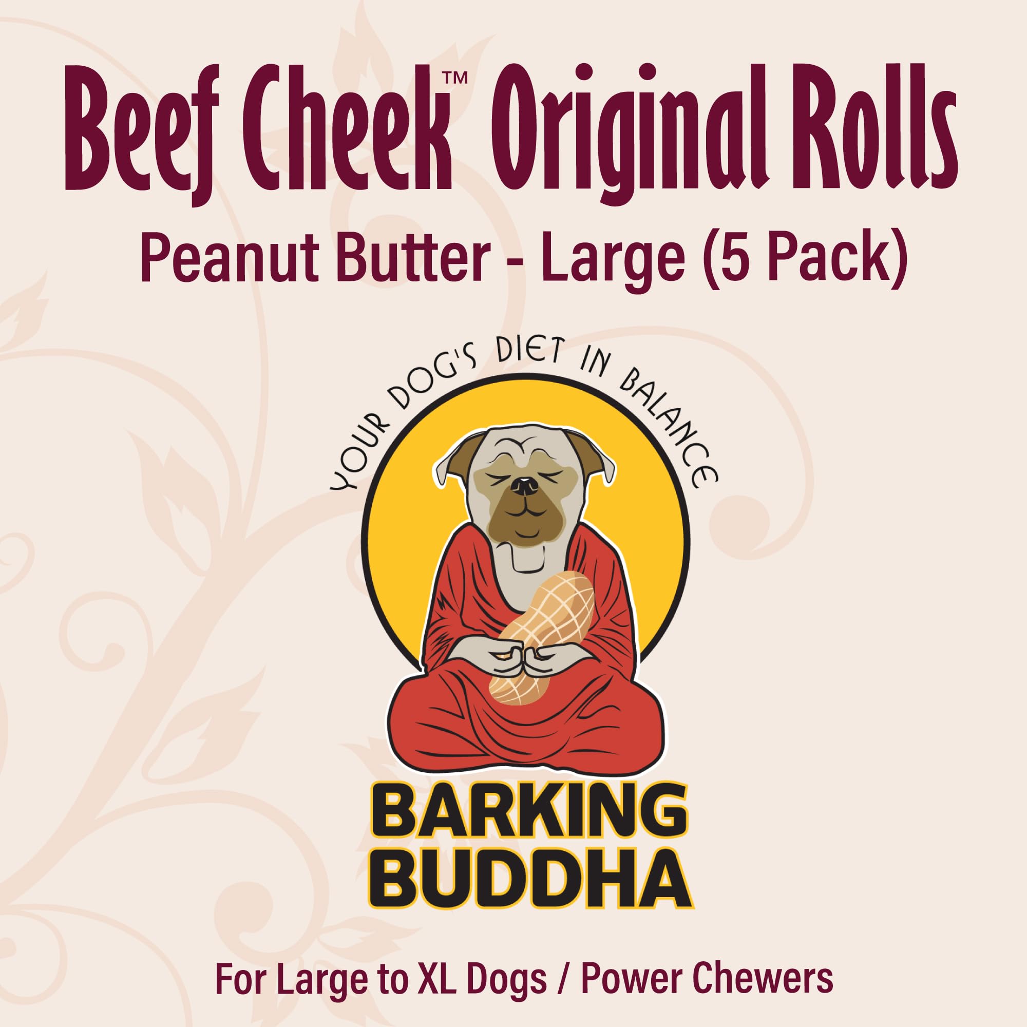 Close-up of Barking Buddha beef cheek texture, natural single-ingredient chew for sensitive dogs