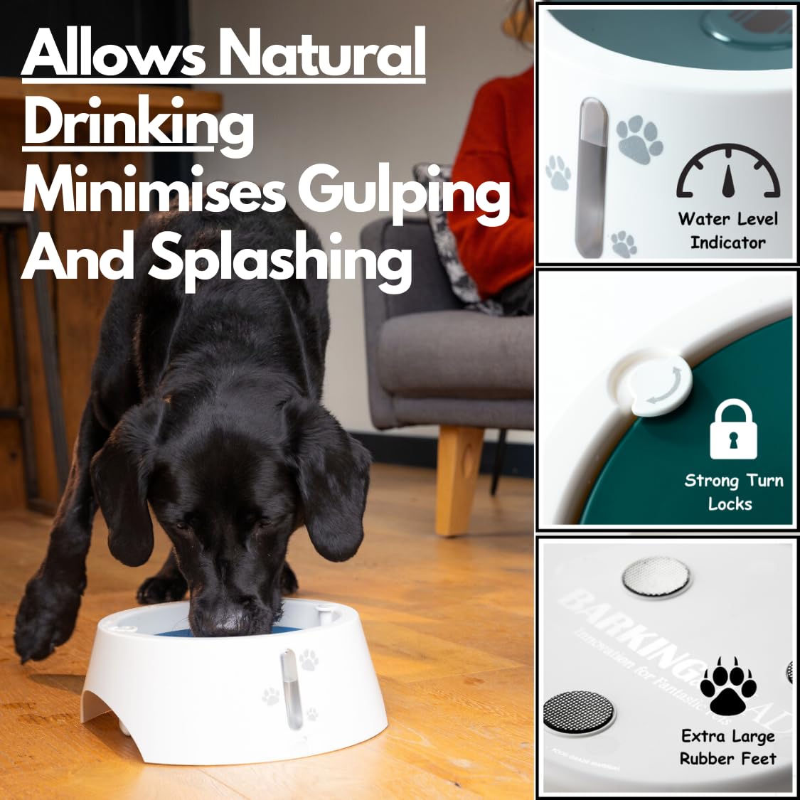 BARKING&MAD dispensador agua lento ralentiza la ingesta para beber con calma