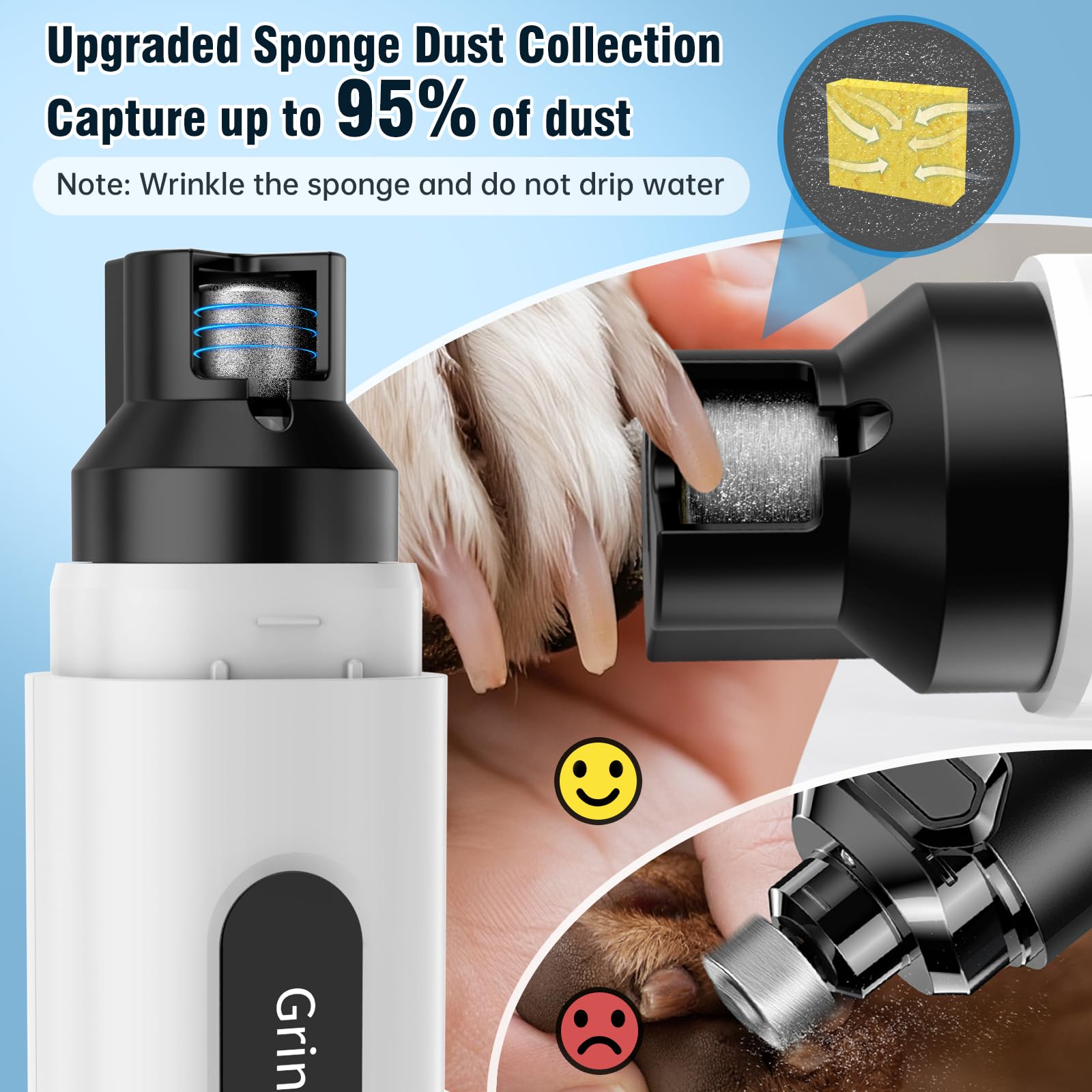 Barkitty nail grinder with digital display and LED lighting enabling precise speed and battery tracking.