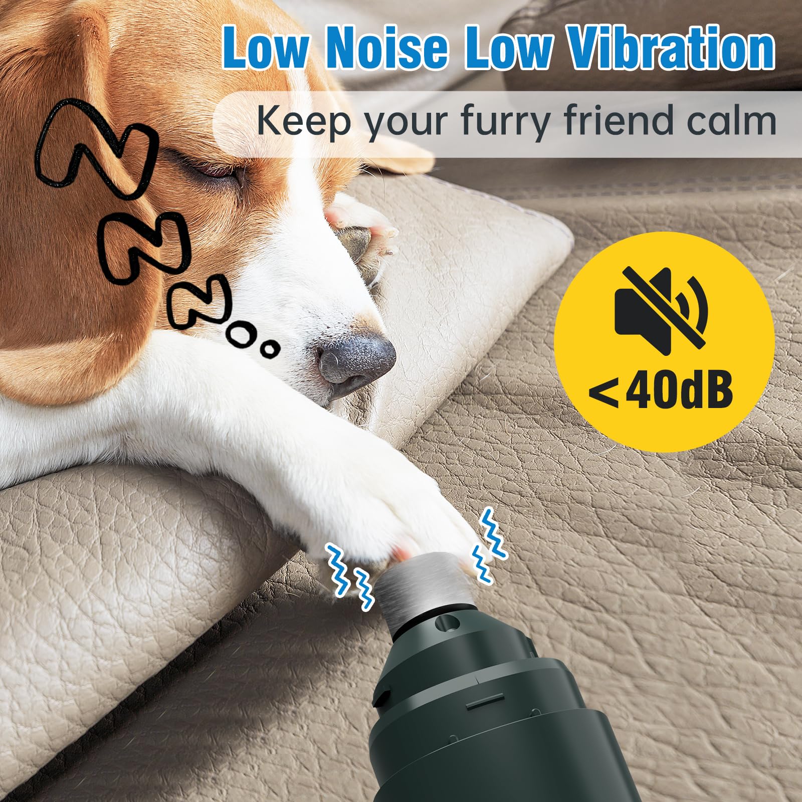 Barkitty low noise operation keeps dogs calm during trimming.