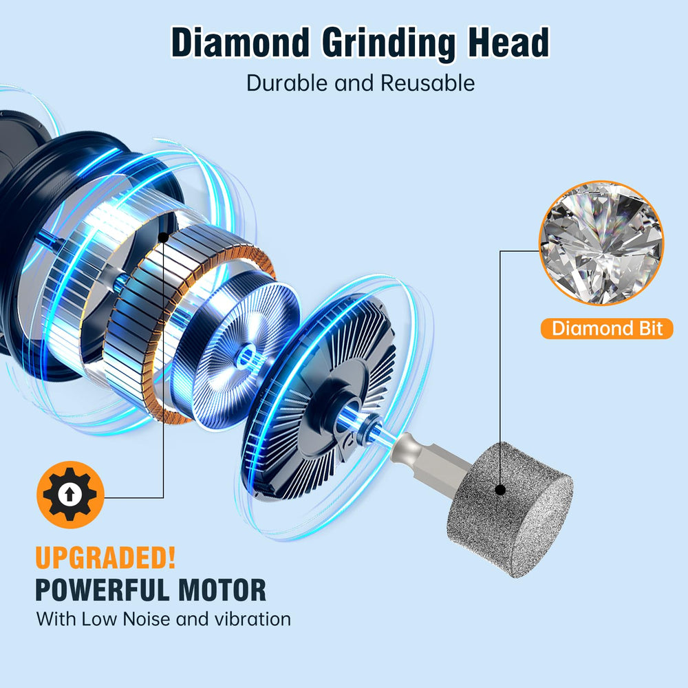 Barkitty three grinding ports setup for precise nails across sizes.
