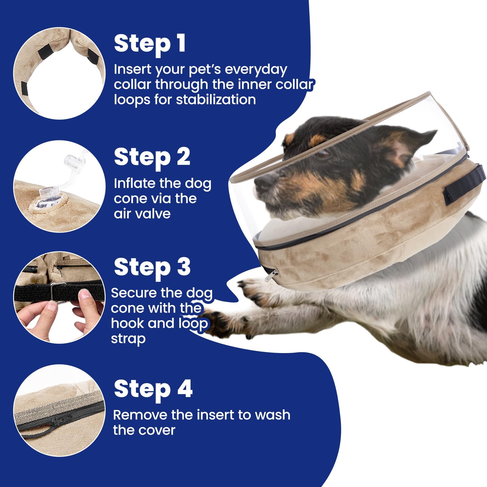 BARKLESS dog cone secure fit with loops ensures stable wear