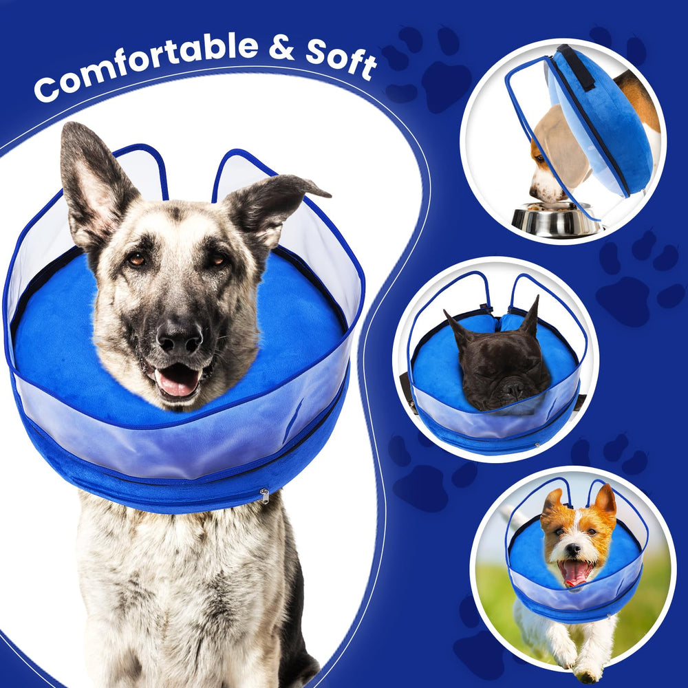 BARKLESS cone secure-fit image shows loops and secure strap for dogs