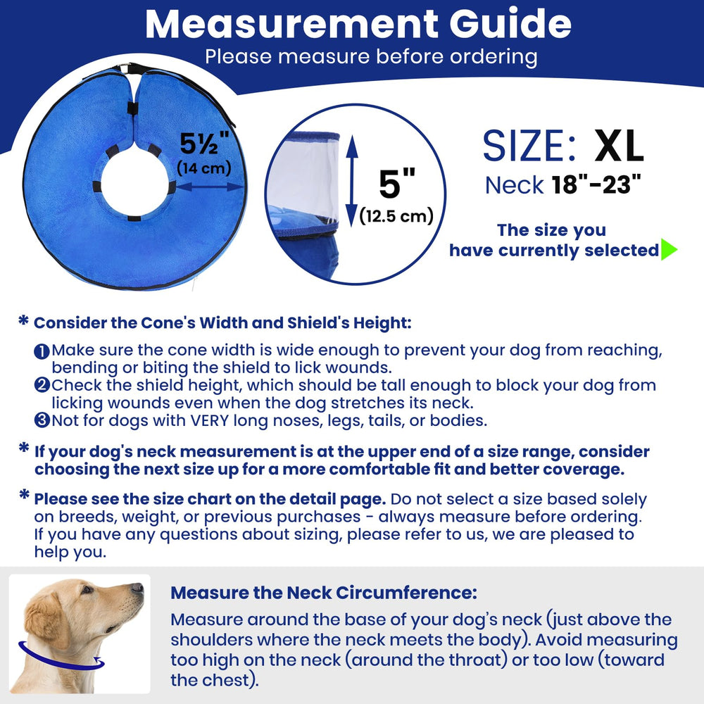 BARKLESS size-guide image helps choose secure coverage for large breeds
