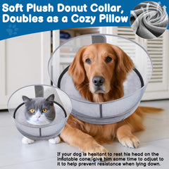 BARKLESS donut collar high shield highlights expanded wound protection and visibility