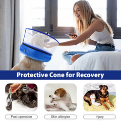 BARKLESS donut collar side view highlighting 2-in-1 shield attachment