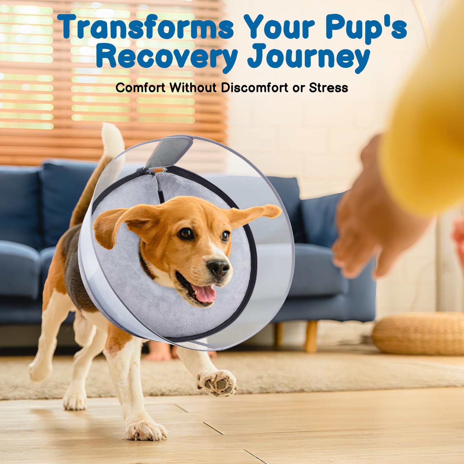 BARKLESS inflatable cone shows soft neck support for a calmer recovery