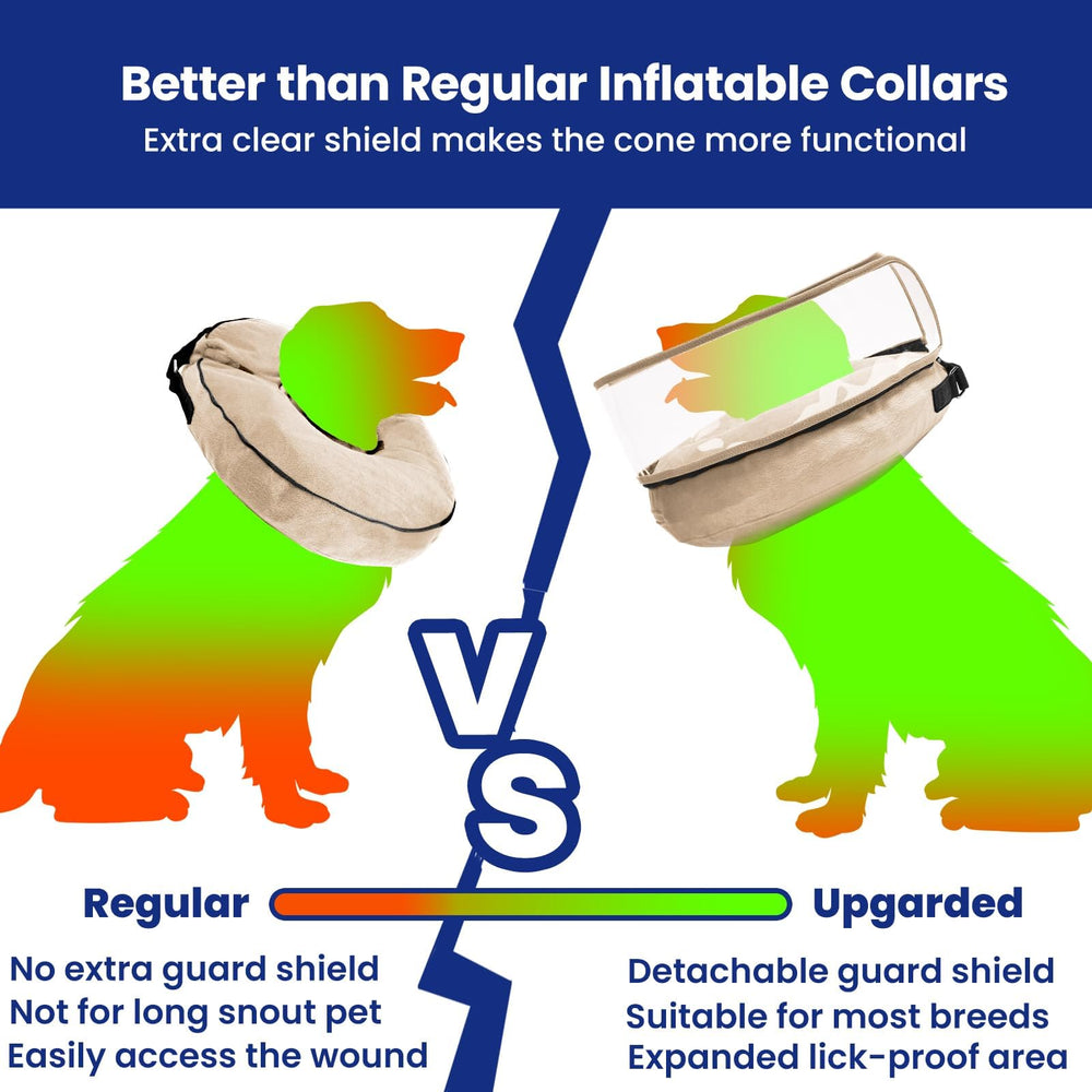 BARKLESS inflatable dog cone side view highlights comfortable unobstructed visibility during recovery