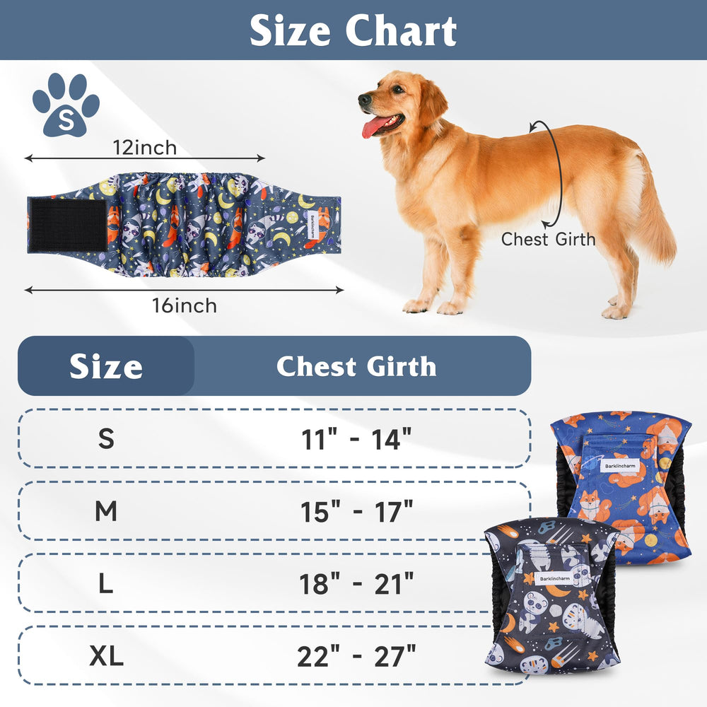 Barklincharm male dog diapers absorbent layer demonstrating leak protection during daily activities