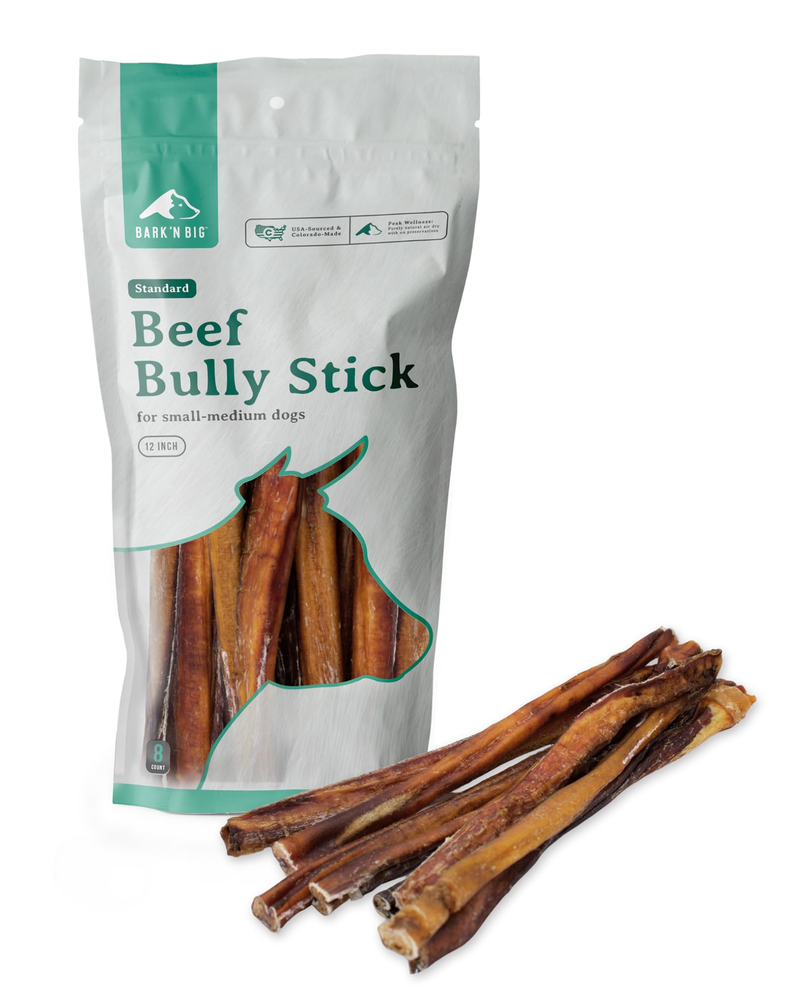 BARK'N BIG 12-inch odor-free bully stick close-up texture for large dogs