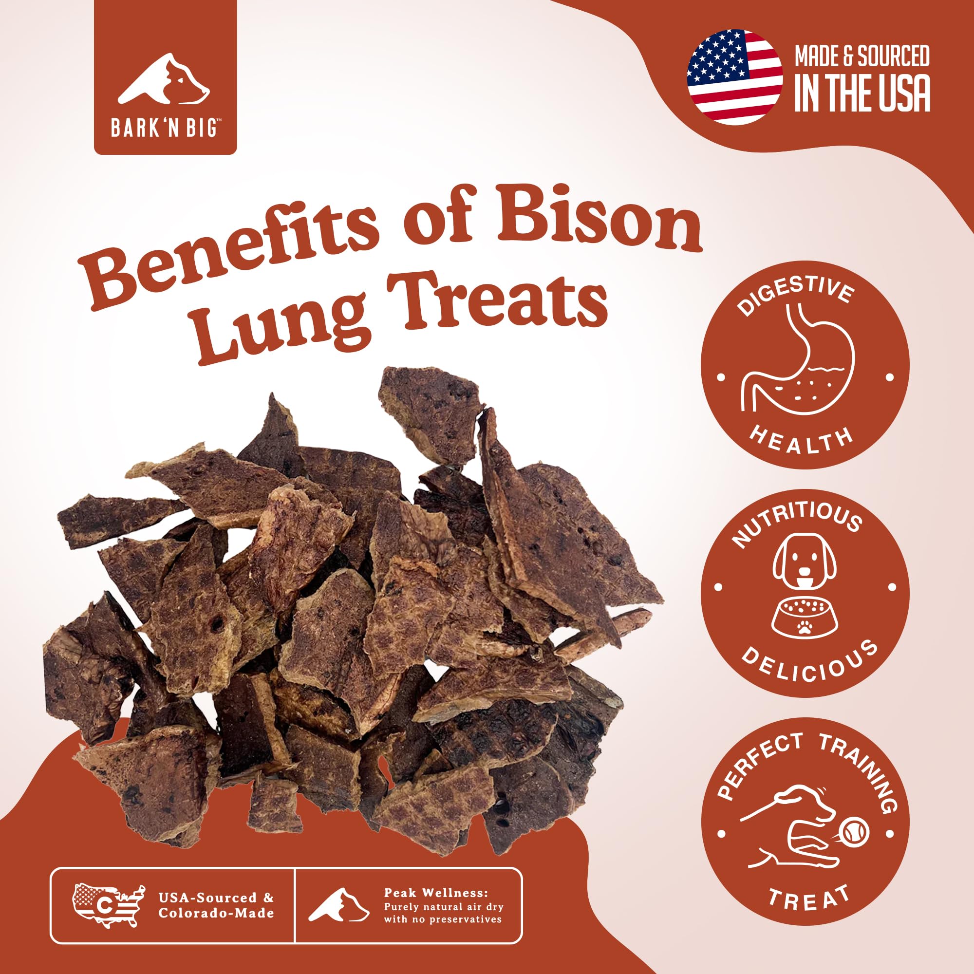 BARK'N BIG bison lung treats training shot features a crunchy reward during practice.