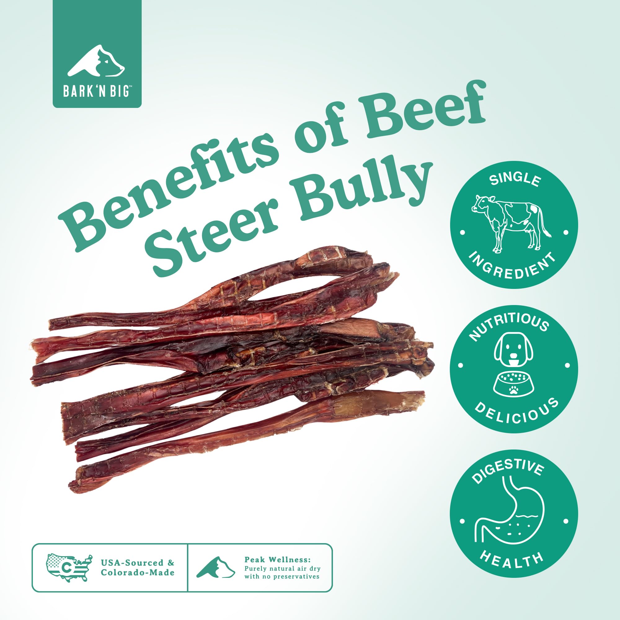 BARK'N BIG steer sticks 11-12 inch length display for power-chewers.