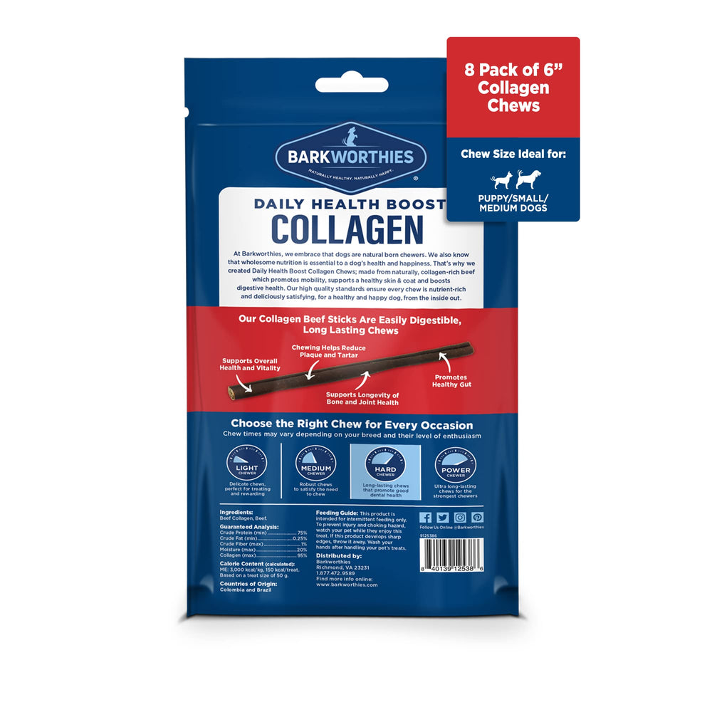 Barkworthies Plain Collagen Sticks beef flavor close-up highlights natural ingredients