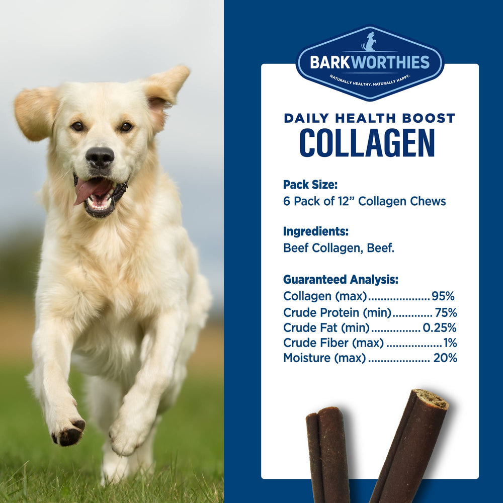 Barkworthies Plain Collagen Sticks 6-count pack on counter for easy purchase.