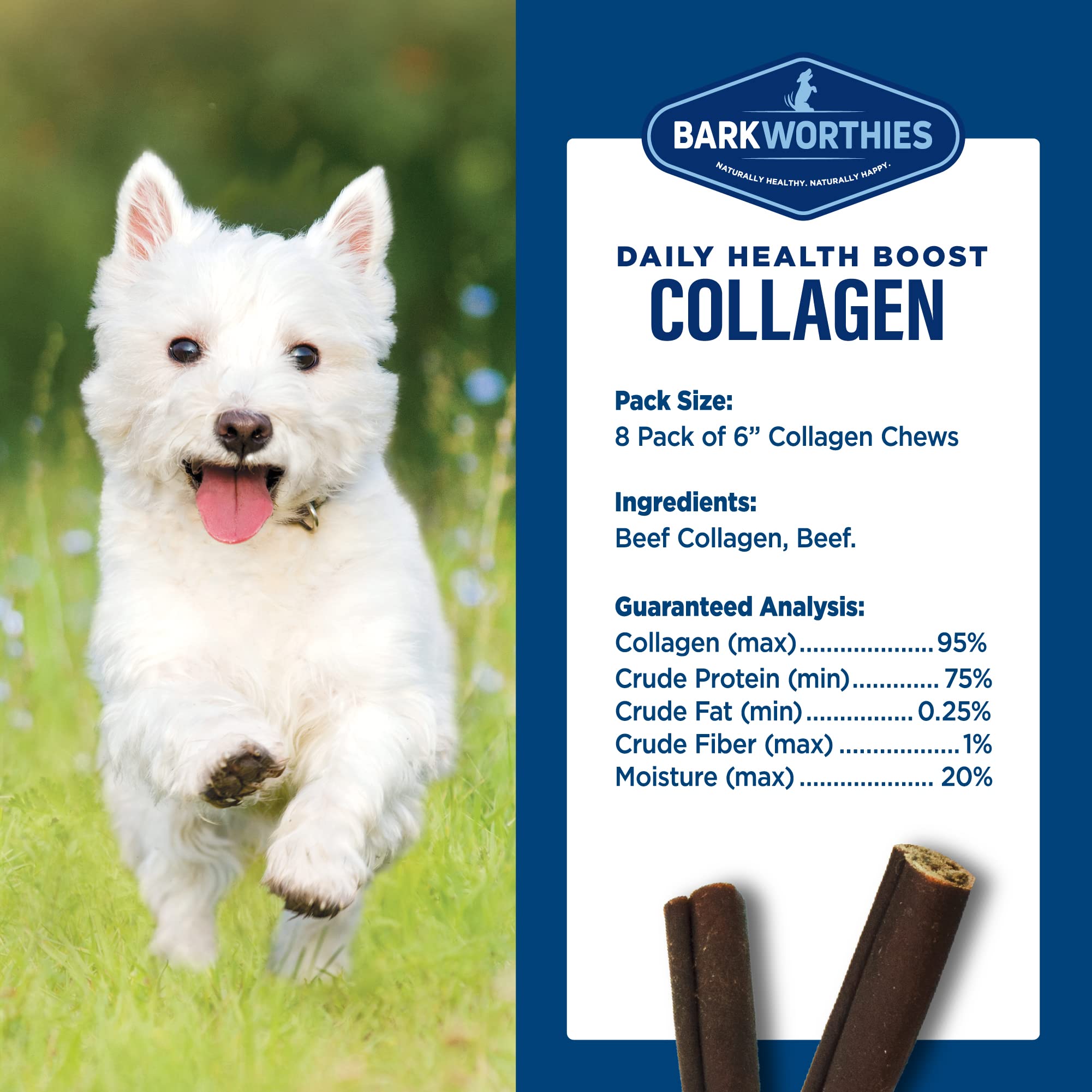 Barkworthies Plain Collagen Sticks rawhide free design for easier digestion