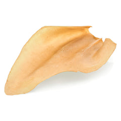 Barkworthies Whole Cow Ears close view emphasizes free-range beef origin for trusted sourcing.