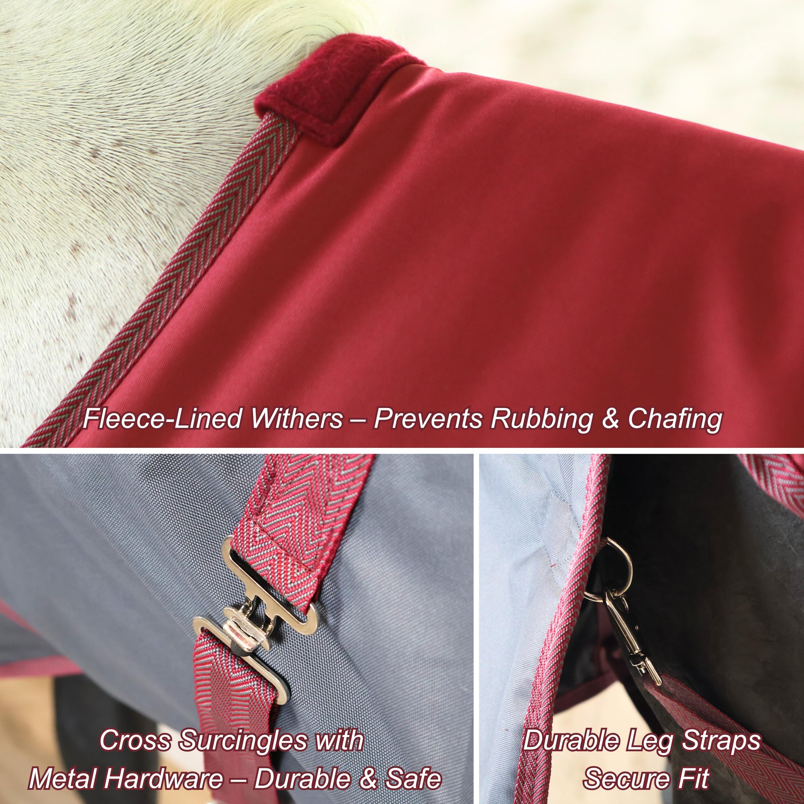 Barn & Stable large gussets support unrestricted movement in field and barn.