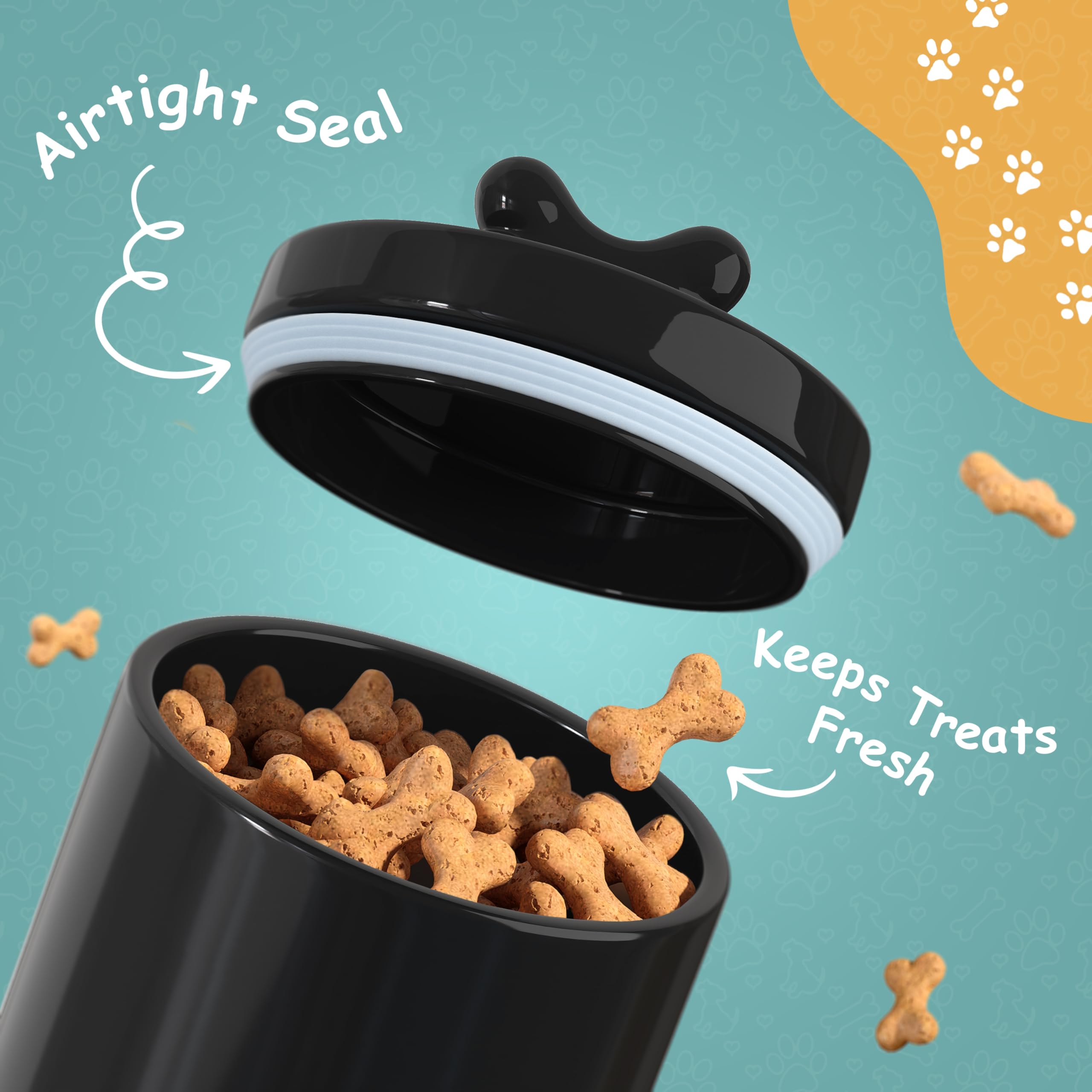 Barnyard Designs ceramic dog treat storage container highlights durable material