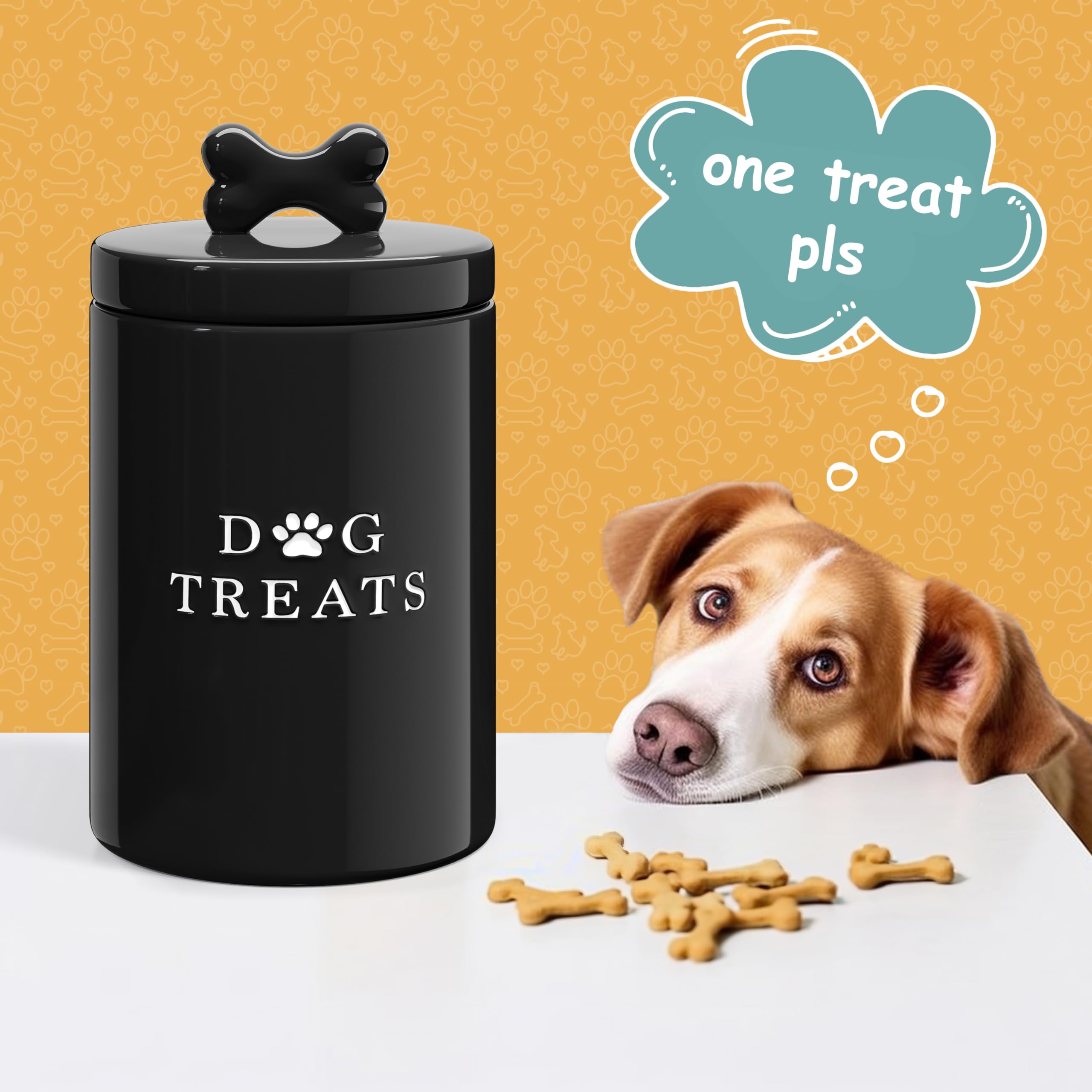 Barnyard Designs rustic black ceramic dog treat jar adds farmhouse charm to kitchen