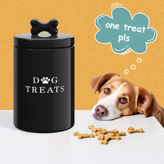 Barnyard Designs rustic black ceramic dog treat jar adds farmhouse charm to kitchen