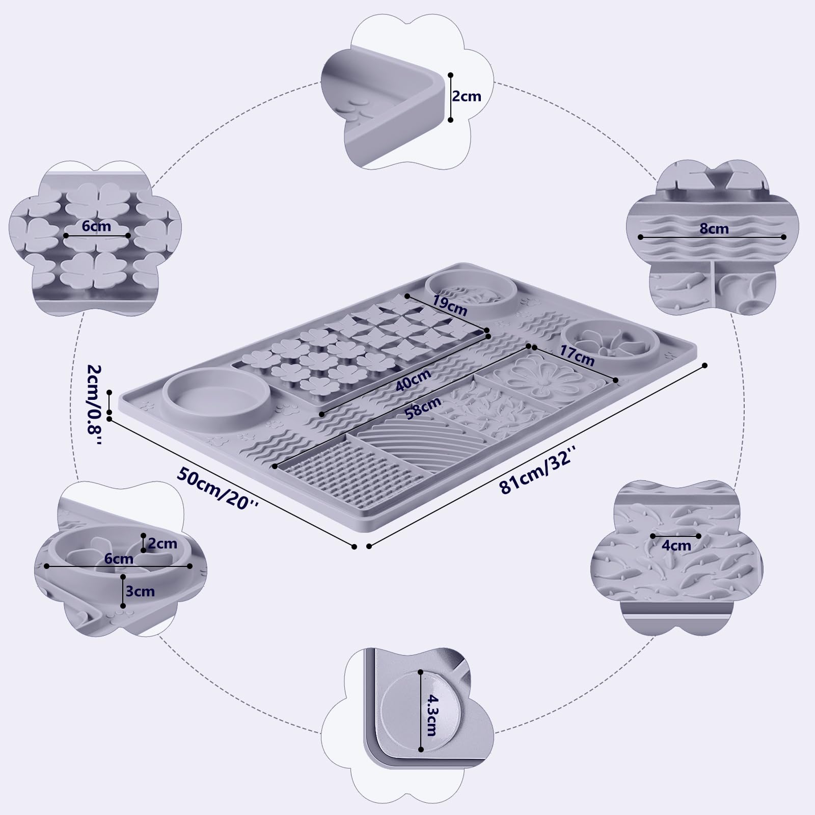 Bartuke 43 suction cups slip-proof base keeps mat stable during sniffing sessions.