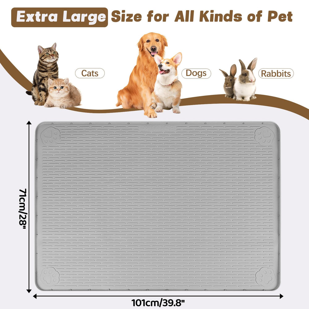 Bartuke silicone pet mat non-slip surface keeps bowls from sliding during meals.