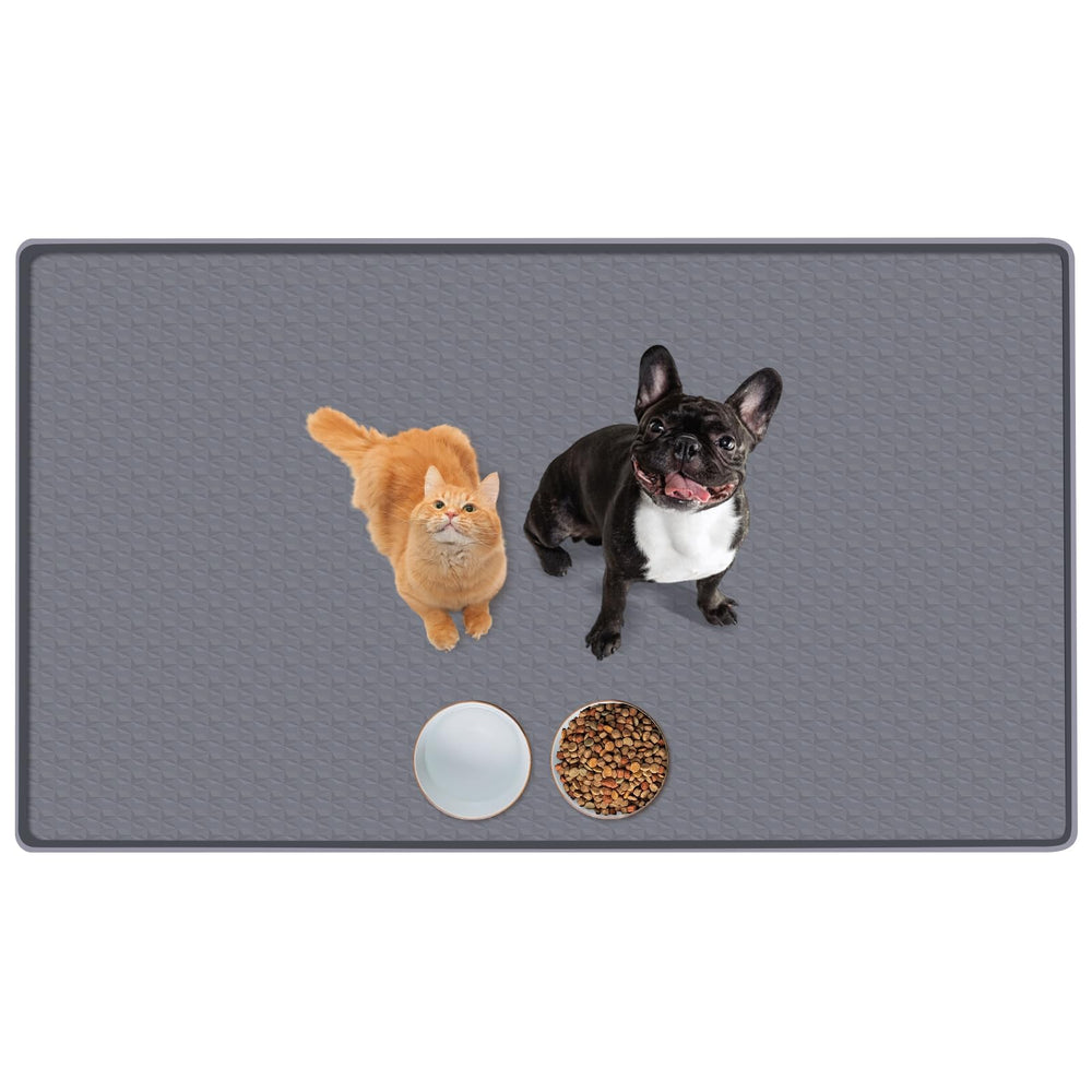 Bartuke cat food mat on floor keeps bowls organized during meals