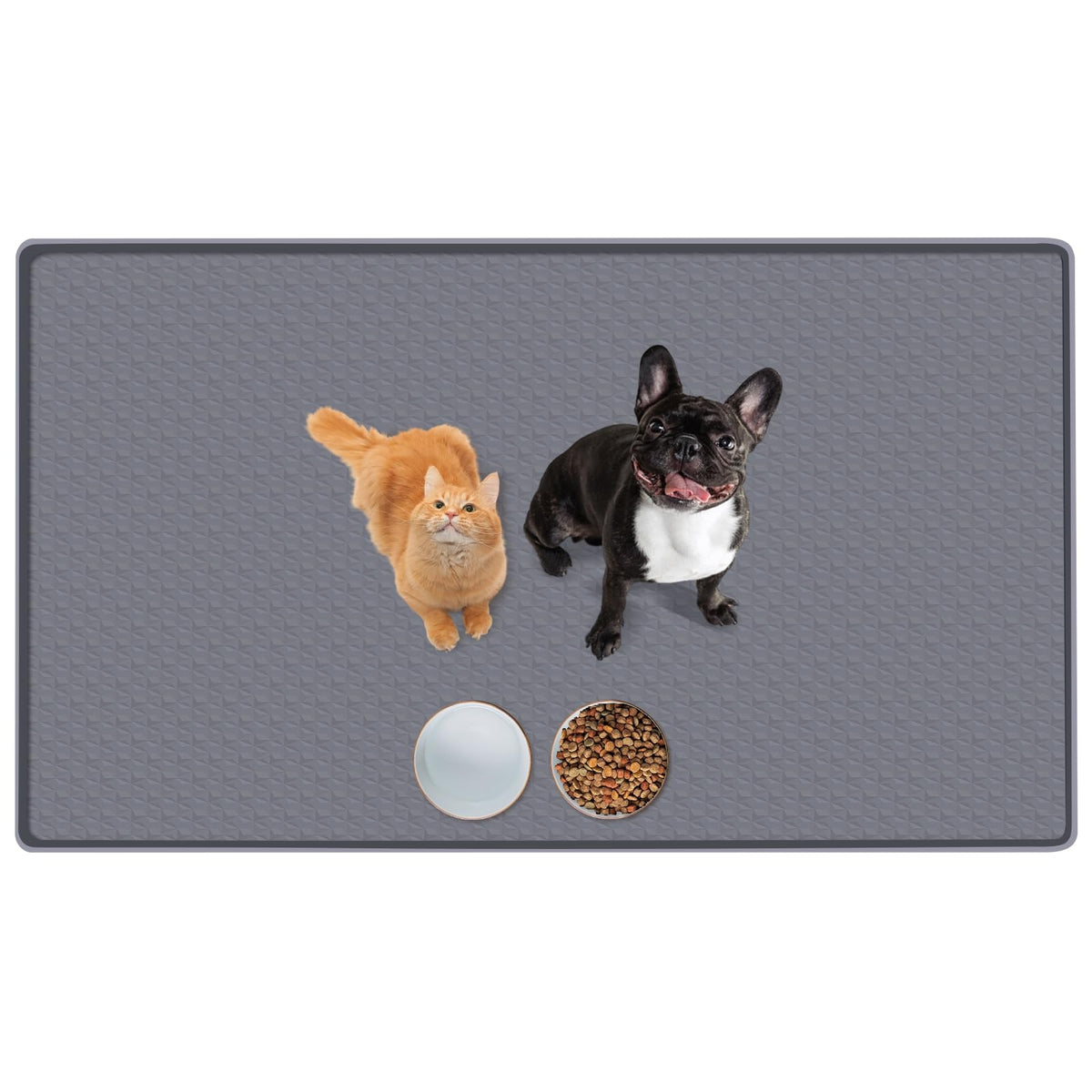 Bartuke cat food mat on floor keeps bowls organized during meals