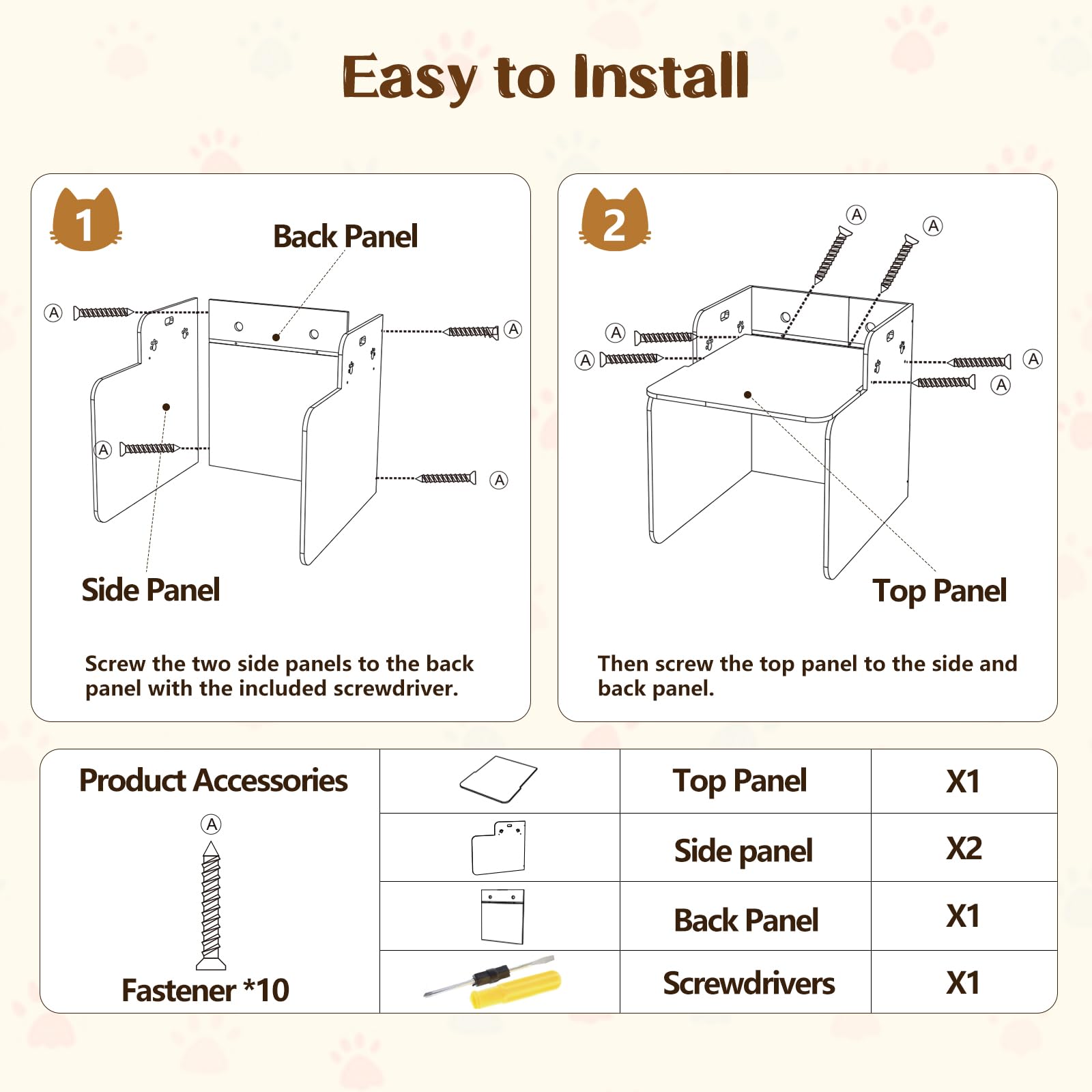 Bartuke cat litter box enclosure assembly with screwdriver promotes easy, tool-assisted setup.
